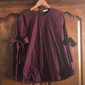 PLEIONE Tie-Sleeve Poplin Blouse